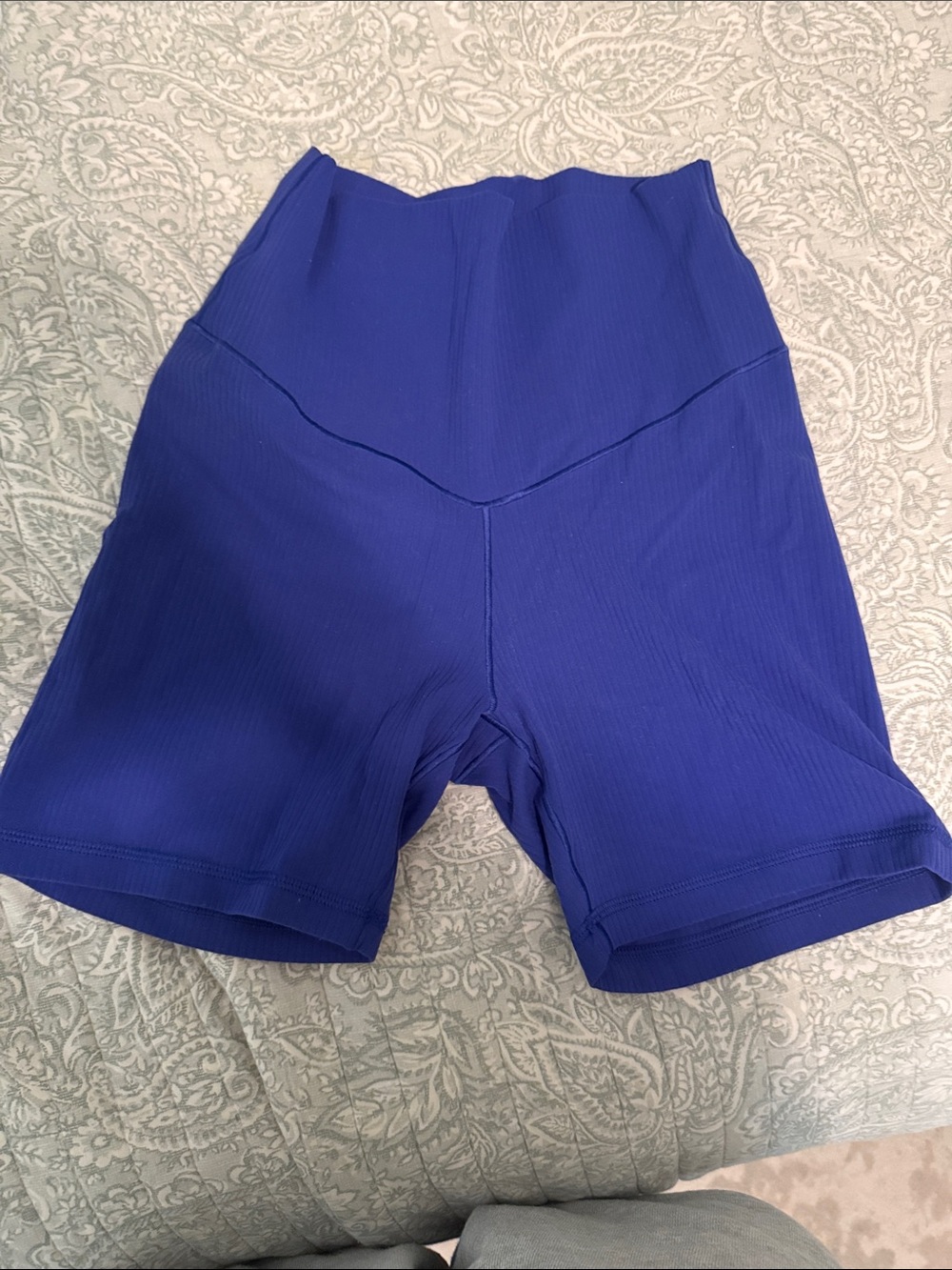 High-Rise Ribbed Bike Shorts in Royal Blue